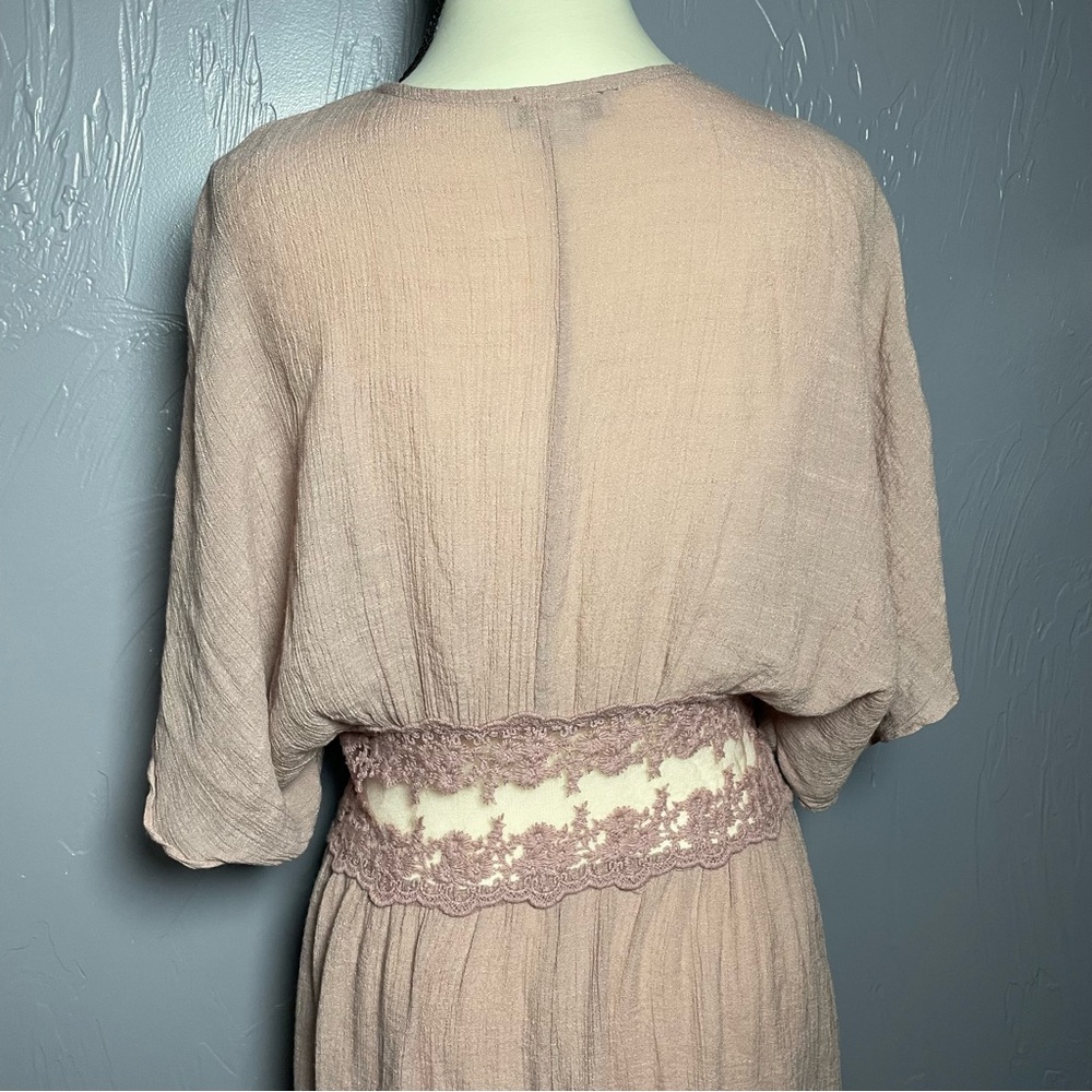 Boutique FAVLUX Lace Duster Kimono Coverup Dark Mauve Size M - Picture 9 of 13